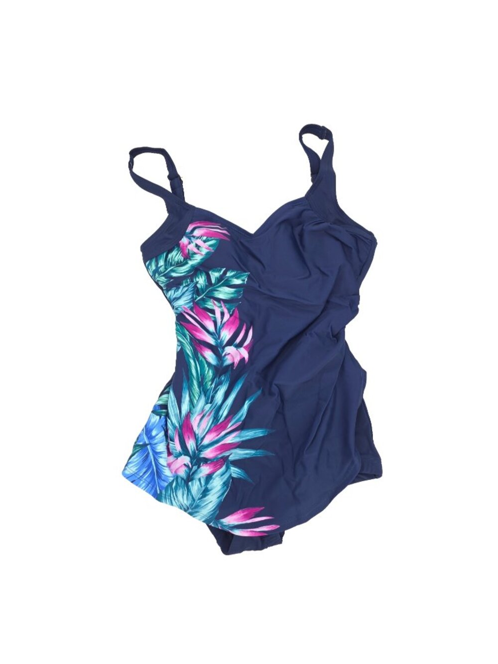Elemar One Piece Swimsuit Women Size 6 Blue Front Cover Tummy Control Tropical